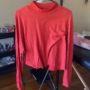 Orange/ pink turtle neck crop